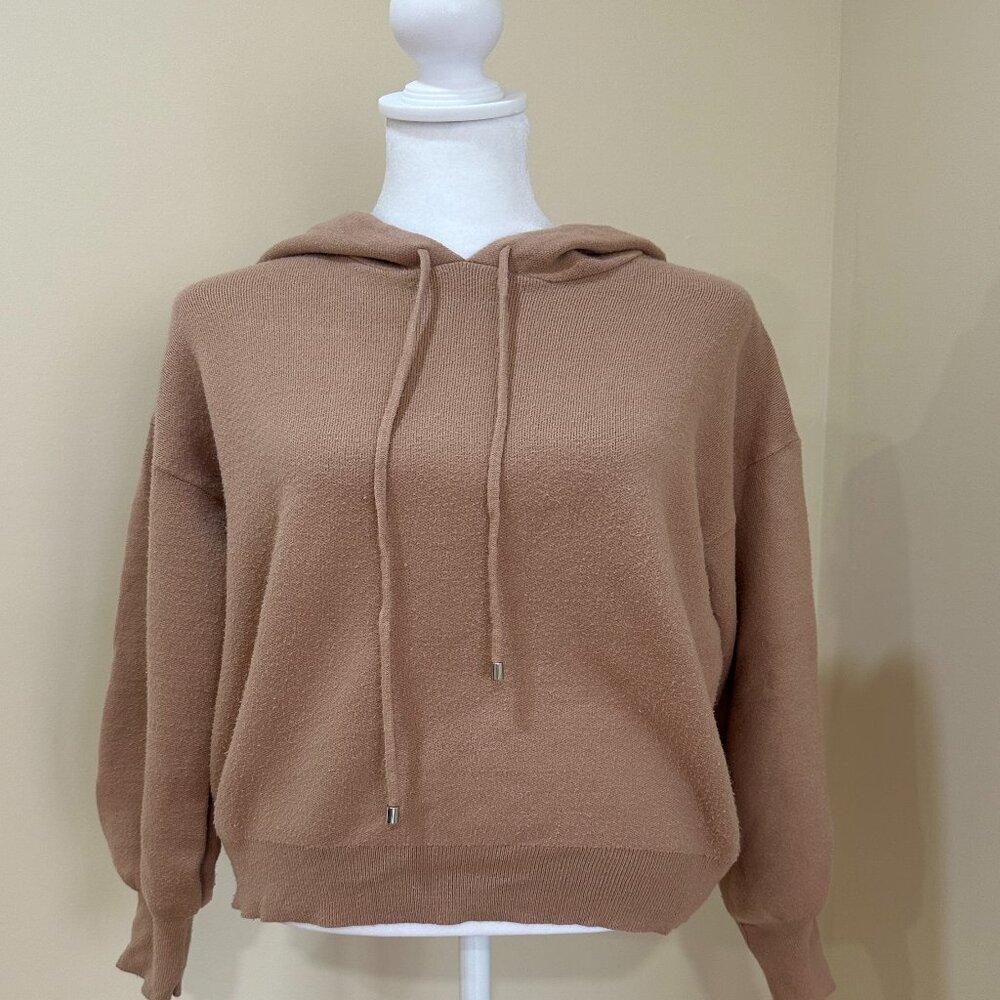 Philosophy Republic Clothing Women's Tan Hoodie Sweater Med Soft Knit Pullover